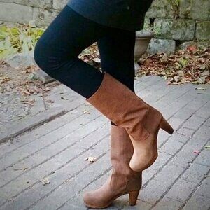 Anthropologie Sanita Lola Mae Perforated Clog Boots 39 Suede Wood Clogs